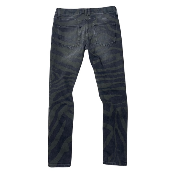 SANDRO Women's Black Washed Green Zebra Print Skinny Denim Jeans Size 40 EUC - Picture 11 of 11